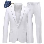 Costume homme uni 3 pices de slim fte soire mariage business fit grande vtements masculin wz227 blanc ...