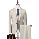 Costume homme uni de marque luxe vtements masculin xhg47 beige