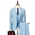 Costume hommes uni - mobigarlan - xhm47a - 3 pices - bleu clair a - fte soire mariage business - vtements ...