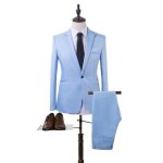 Costume homme uni de slim et type mince de marque luxe vêtements masculin bkc422 bleu clair Costume homme uni de slim et type mince de marque luxe vêtements masculin bkc422 bleu clair