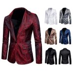 Costume hommegilet costume veste blazer foil paisley printed marque luxe slim fit elegant manteau mariage ...