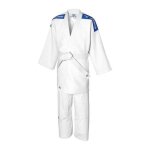 Costume judogi enfants - mizuno - kodomo plus - blanc - bleu - manches longues