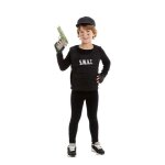 Costume - kit agent swat - gilet et casquette - pour enfants 5 - 6 ans - noir