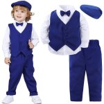 Costume mariage enfant garons 4pcs vtements ceremonie fete tenue manches longues avec un chapeau marin ...