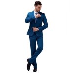 Costume mariage homme 3 pieces mode costume business slim fit couleur unie - lac bleu