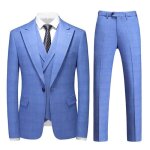 Costume mariage homme carreaux 3 pi�ces slim fit vetement c�r�monie business elegant - bleu