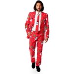 Costume de noël homme opposuits - rouge avec imprimés de noël - veste cravate et pantalon inclus Costume de noël homme opposuits - rouge avec imprimés de noël - veste cravate et pantalon inclus
