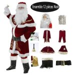 Costume de père noël pour hommes 12 pcs complet de déguisement de noël pour adulte rouge velours de luxe ... Costume de père noël pour hommes 12 pcs complet de déguisement de noël pour adulte rouge velours de luxe ...
