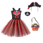 Costume de pirate - vitata - robe halloween - paillettes - noir - fille 3 ans et plus