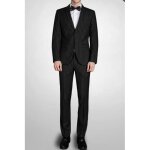 Costume homme  rayures - marque - modle - coupe ajuste - tissu polyester - viscose - noir