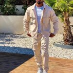 Costume de sport de rue coren pour hommes - ay? - 2 pices - brun