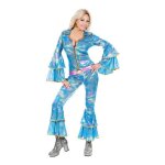 Costume - widmann - d�guisement disco bleu ann�es 70 femme - polyester - xs - lavage � la main recommand� ...