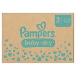 222 couches pampers baby - dry taille 3 6 - 10 kg