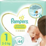 Couches pampers premium protection new baby - taille 1 (2 - 5 kg) - lot de 5 - 44 couches