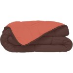 Couette chaude en microfibre 220x240 cm chocolat & corail