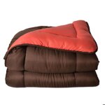 Couette chaude microfibre bicolore 400 gr / m2 orange corail 140x200 cm