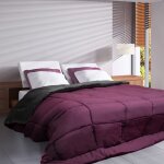 Couette t 260x240 cm cocoon bicolore prune / gris garnissage fibre polyester 200g / m2