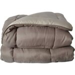 Couette chaude microfibre bicolore 400 gr / m2 taupe 140x200 cm