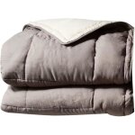 Couette - toison dor - cocoon �t� - microfibre taupe / lin - 220x240 cm - l�g�re