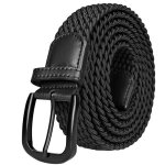 Ceinture élastique tressée - noir - extensible - décontractée - pour hommes Ceinture élastique tressée - noir - extensible - décontractée - pour hommes