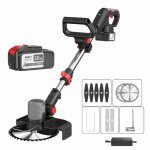 Coupe bordure sans fil brushless 21v avec 2 batteries 4. 0ah - d�broussailleuse � tube t�lescopique - ...
