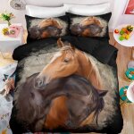 Couple de cheval parure de lit 3 pieces 1 housse de couette 200 * 200cm et 2 taies doreillers 63 * 63cm ...