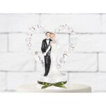 Figurine de mariage - partydeco - couple de mariés - 16 cm - coeur blanc - résine ornée de fleurs Figurine de mariage - partydeco - couple de mariés - 16 cm - coeur blanc - résine ornée de fleurs