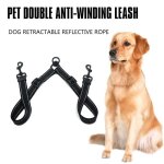 Coupleur de double laisse dispositif de separer en nylon resistant robuste reglable pour deux gros chiens ...