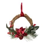 Couronne de no�l poinsettia soir 38cm naturel