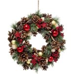 Couronne de nol soir 50cm vert & rouge