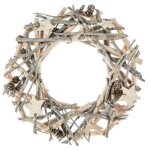 Couronne de nol souffle polaire bois branches de houx d30cm feeric lights & christmas