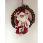 Couronne � suspendre p�re no�l 30cm rouge