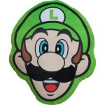 Coussin 3d - mario bros - visage luigi - microfibre - 40 cm