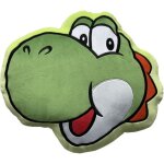 Coussin 3d - mario bros - visage yoshi - microfibre - 40 cm