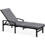 Coussin bain de soleil polyester gris 186x53x5 cm - oviala