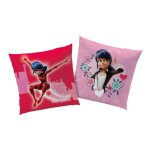 Coussin enfant imprim� 100% polyester - miraculous ladybug secret - rose - 40x40cm
