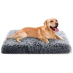 Coussin chien dehoussable 100x60x10cm - tapis lavable mousse � m�moire - lit gris fonc� avec fond antid�rapant ...