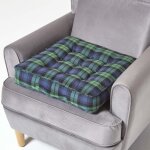 Coussin dassise rehausseur en coton � carreaux �cossais bleu 50 x 50 x 10 cm