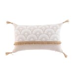 Coussin dco imprim bahina 30x50cm beige & blanc