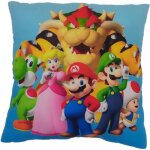 Coussin double face - carr� - mario bros - mario et ses amis - microfibre - 40 x 40 cm