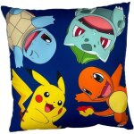 Coussin double face - carr - pokemon - pok - ball et starter - microfibre - 40 x 40 cm