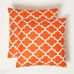 Coussin ext�rieur imperm�able - coussin d�coratif 45x45 cm - orange nola - lot de 2 - homescapes