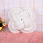 Coussin noeud tissu velours doux coussin moderne et d�coratif pour canap� lit salon (blanc)