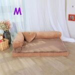 Coussin panier corbeille pour chien chat dhoussable couchage souple s - xl kaki m(68x53x17cm)