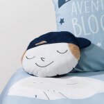 Coussin range pyjama blogueur les ateliers du linge 30 x 40 bleu