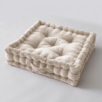 Coussin de sol 50 x 50 x 10 cm velours de coton césar pampa naturel Coussin de sol 50 x 50 x 10 cm velours de coton césar pampa naturel