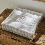Coussin de sol - today - charme - slub x chambray x broderie berenice - 40 x 40 x 10 cm Coussin de sol - today - charme - slub x chambray x broderie berenice - 40 x 40 x 10 cm