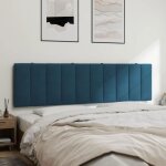 Coussin de t�te de lit - mothinessto - 12903x - velours bleu - 180 cm - confort optimal