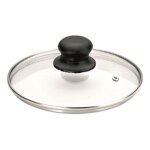 Couvercle en verre - ibili - 22 cm - bord inox - bouton bak�lite - trou anti - vapeur