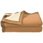 Couverture aubisque en laine woolmark 180x220 cm biche et naturelle